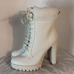 Guess "Tetian" White Heeled Boots